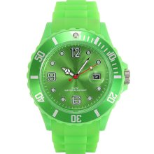 Unisex Green Silicone Candy Color Sport Quartz Calendar Wrist Watch - Alloy - Blue