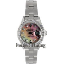 Unused Rolex Datejust Ladies Steel Model 79160 w/Amazing Custom Added MOP Diamond Dial and Bead Set Diamond Bezel-2005