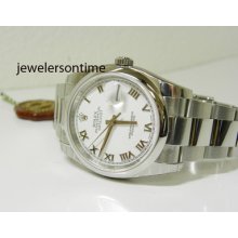 Unworn 2011 Men's Ss Datejust White Bold Roman Oyster Smooth 116200 Msrp $6.6k