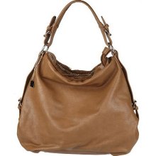 V Couture by Kooba Zip-Top Hobo with Faux Fur Trim - Camel - One Size