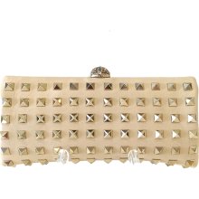 Valentino Beige Cameo Rockstud Frame Clutch