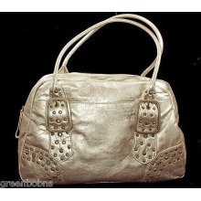 Valerie Stevens Ladies Platinum Metallic Pu Western Satchel Handbag