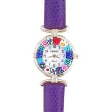 Venezia Millefiori Watch - Purple Band & Silver