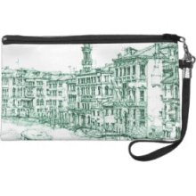 Venice in green ink Wristlet Purse