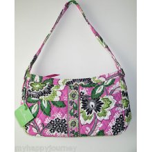 Vera Bradley Cassidy Shoulder Bag Handbag Purse Priscilla Pink Green