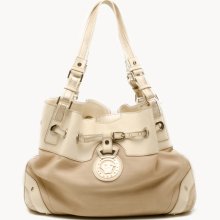 Versace White and Beige Leather Tote