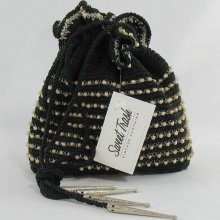 Vintage 1930s Black Crocheted Purse