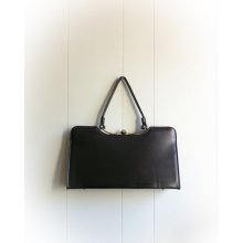 Vintage 1950s 1960s Black Pleather Purse