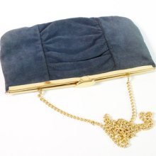 Vintage 1960s Blue Suede Clutch Purse