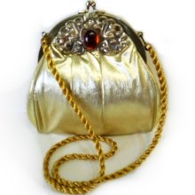 Vintage 1960s Purse HL Gold Lame Evening HL Gold Frame Kiss Lock Wedding Bridal Party purse