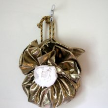 vintage 1980's GOLD LAME drawstring cocktail bag - pouch GLAM metallic