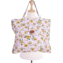 Vintage 90s Tote Bag - Large Grunge Floral Canvas Shoulder Bag