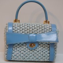 Vintage Bow Purse- Dena of Dallas, Blue, Woven