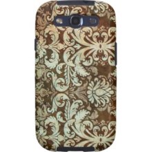 Vintage Brown and Green Damask Pattern Background Galaxy S3 Case