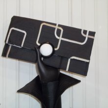 Vintage Button Black and White Clutch.