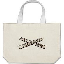 Vintage Cast Iron Railroad Crossing Sign Tote Bags