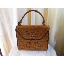 Vintage Cowgirl Leather Hand Tooled Leather Purse-handbag 1940s 1950s