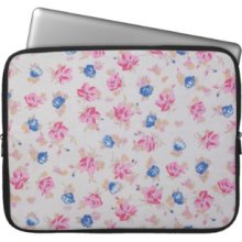 Vintage Cute Pink And Blue Floral Pattern Computer Sleeves