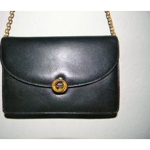 Vintage Leather Evening Bag, clutch, with a gold clasp and chain strap