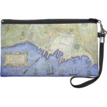 Vintage Map of Falmouth Neck Maine (1775) Wristlet Purses