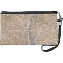 Vintage Map of Paris (1550) Wristlet