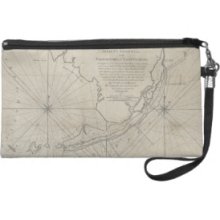 Vintage Map of The Florida Keys (1771) (2) Wristlet Clutches