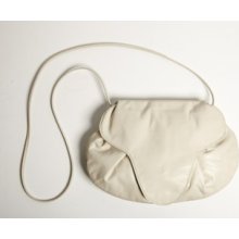 Vintage Oval Shape Handbag Shoulder Bag Clutch Off White Beige