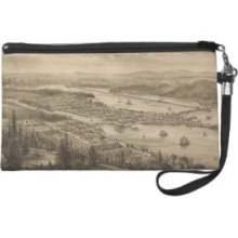 Vintage Pictorial Map of Olympia Washington (1879) Wristlet Purses