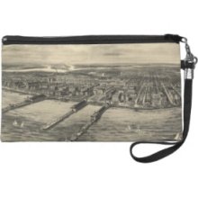 Vintage Pictorial Map of Atlantic City (1905) Wristlet Clutches