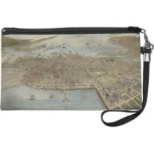 Vintage Pictorial Map of Boston (1870) (2) Wristlet Clutches