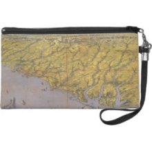 Vintage Pictorial Map of North Carolina (1861) Wristlet Purses