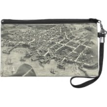 Vintage Pictorial Map of Edgartown MA (1886) Wristlet Clutch