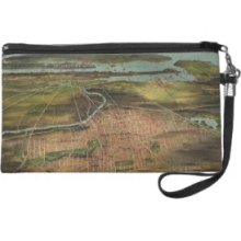 Vintage Pictorial Map of Newark NJ (1916) Wristlet Clutch