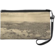 Vintage Pictorial Map of Seattle (1878) Wristlet Purses