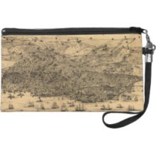 Vintage Pictorial Map of San Francisco (1875) Wristlet Clutch