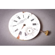 Vintage pocket watch movement, watch parts, porcelain watch face, big. Georges Favre - Jacot, Locle