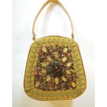 Vintage Purse 50s Caron Gold Lame Box