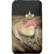 Vintage retro fun girly pinks mustache bling crown Iphone 3 Case...