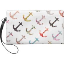 Vintage retro sailor girly floral nautical anchors Wristlet