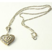 Vintage Sterling Silver Diamond Cut Open Work Puffy Heart Necklace On Etsy