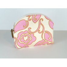 Vinyl Lined Cosmetic Clutch in pink