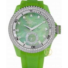 Vip Time Magnum Collection Green Rubber Strap Crystal Ladies Vp8021gr Watch