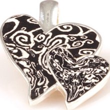 Viva Beads - Retired Black Lace Double Heart Pendant-