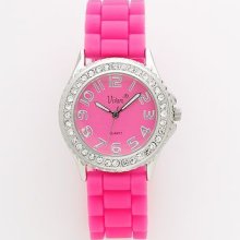 Vivani Silver-tone Crystal Fuchsia Womens Watch K2081fs