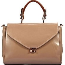 VIVILLI Patent Leather Office Style Satchel-apricot ...