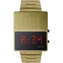 Void Unisex Digital Red LED Stainless Watch - Gold Bracelet - Black Dial - V01LED-GO/MG