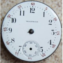 Waltham Small Pocket Watch Movement & Dial 29,5 Mm. Stem To 3 To Restore