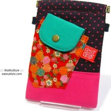 WaWu Belts pocket / iPhone bag / Passports (Purple dot)