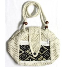 Weaved Shoulder Bag withTwo Zipped Pocket - Jute