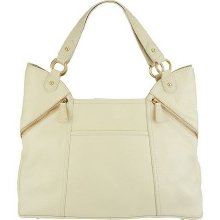 Wendy Williams Pebble Leather with Croco Trim Shopper Bag - Cream - One Size